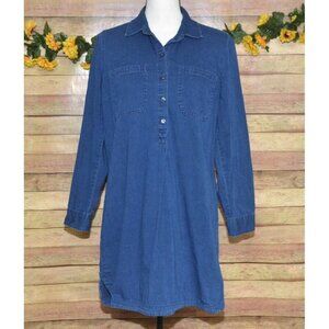Old Navy Blue Denim Chambray Pullover Short Mini Shirt Dress Size M Casual